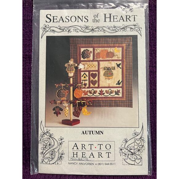 quilt pattern mini quilt blocks seasons of the heart autumn quilt and tree - Picture 1 of 7